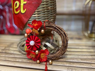 Vòng treo cửa Tết dây rừng Mai Đào Mini Decor Tết [Cute - Nhiều kiểu] PKT-TET-13